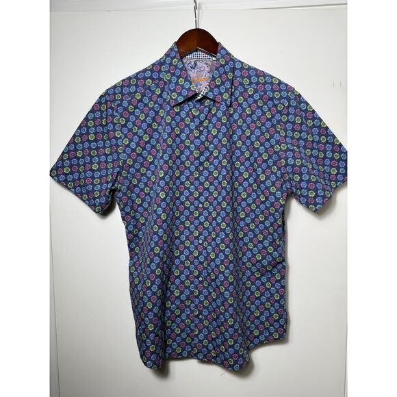 Robert Graham Other - Robert Graham Shirt Men Large Floral AOP Pink Blue Button Up Short Sleeve Casual
